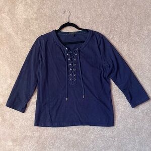 J.Crew Navy Blue Lace Up Shirt